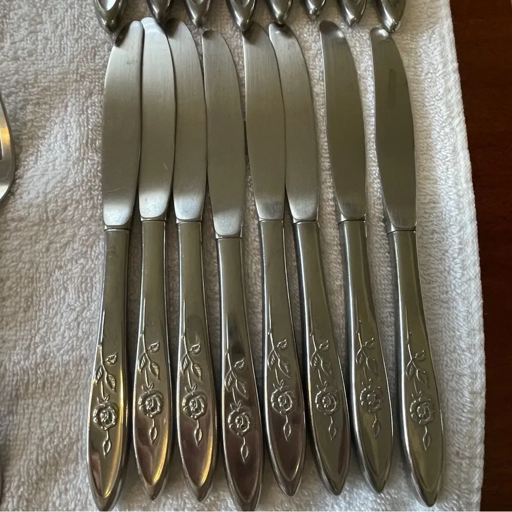 Vintage Oneida Community Stainless My Rose Collection Serving and Flatware